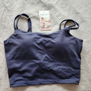 NWT HALARA In My Feels Double Strap Twisted Back Crop Top Sports Bra - Blue
